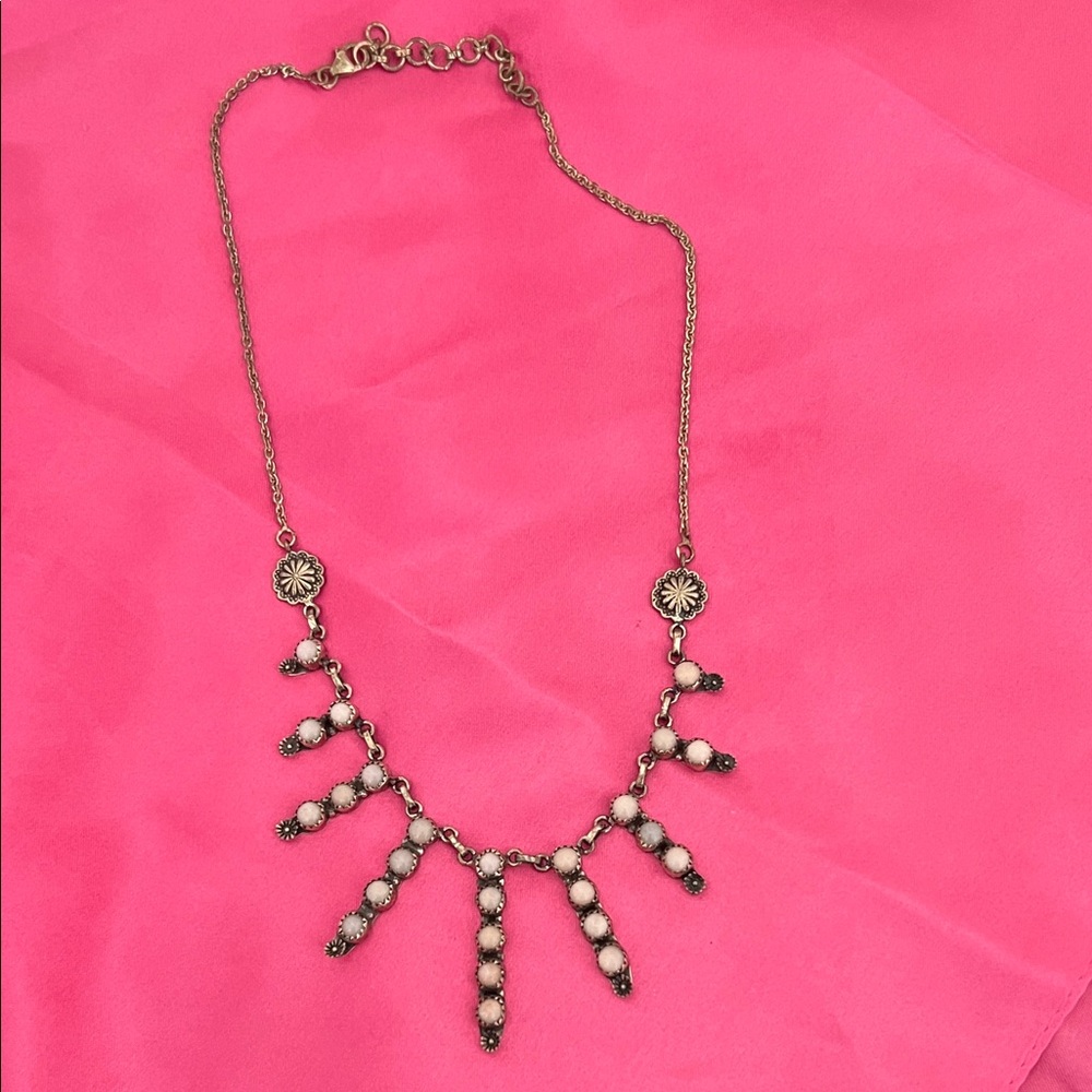 Navajo Sterling Silver & Pink Conch Statement Necklace